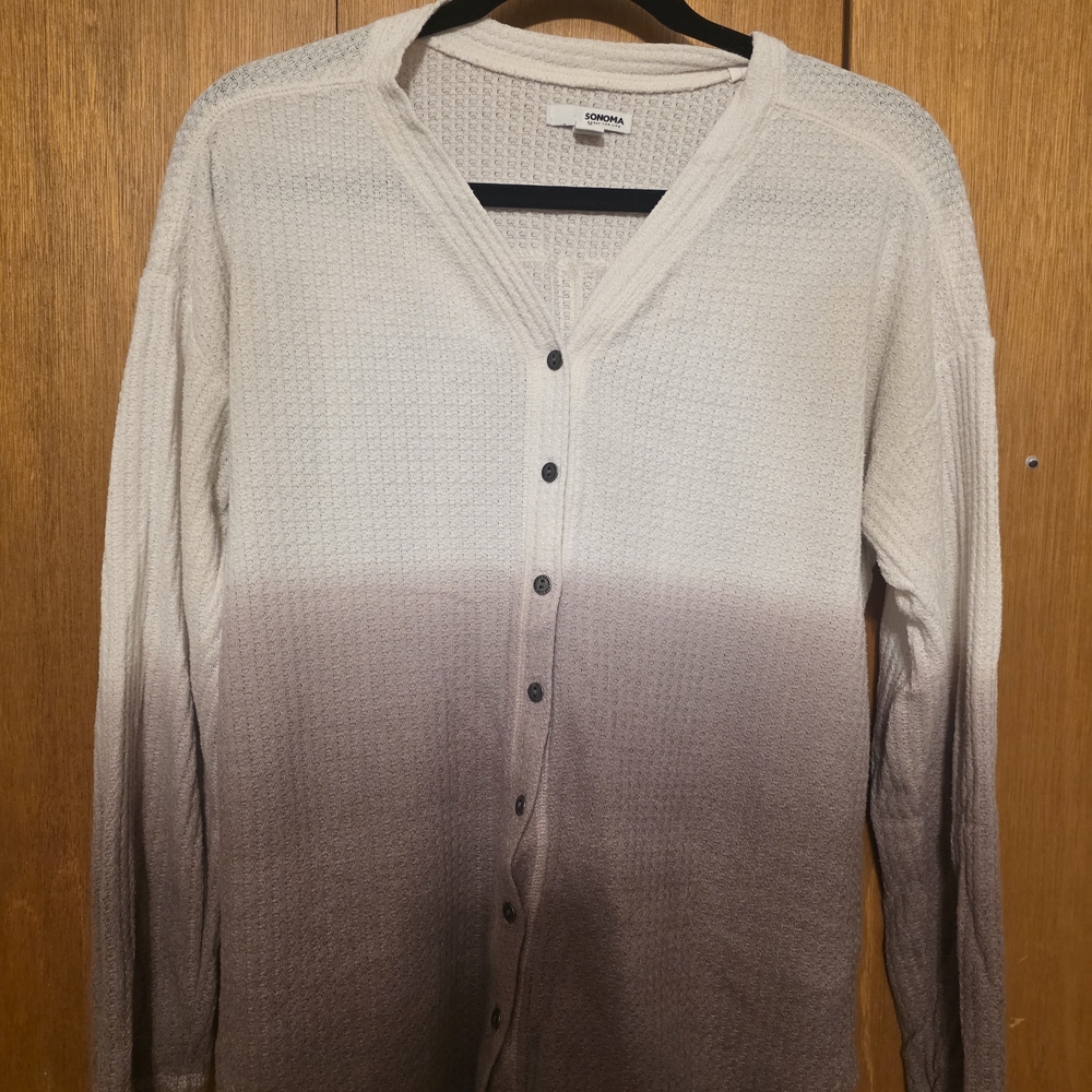 Womens's Ombre Cardigan - Cream and Dark Purple